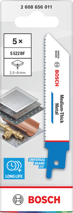 Bosch雙金屬刀片，適用於中等厚度的金屬。